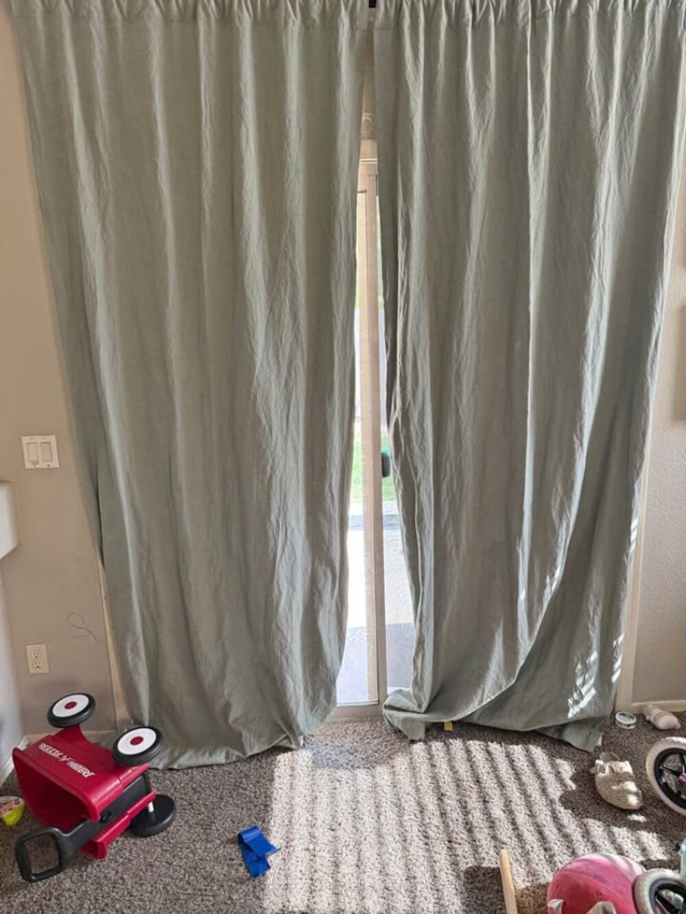 Restoration Hardware 50W x 108L Blue Lined 100% Linen Black Out Drapes. Set of 2